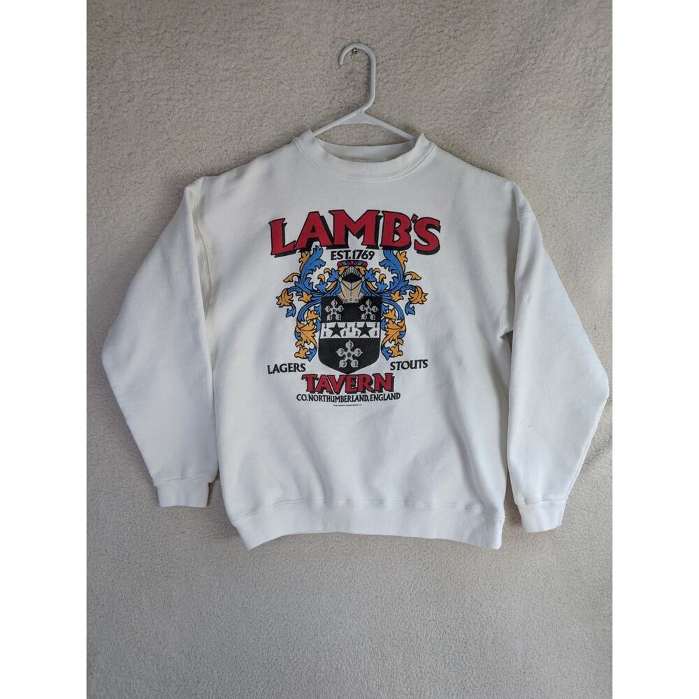 Vintage Lambs Tavern Sweatshirt Mens Large White Heavyweight USA Made READ